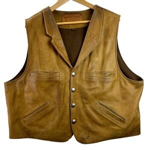 Coronado Leather Concealed Carry Vest Mens 52‎ XXL Western Biker Nickel Buttons